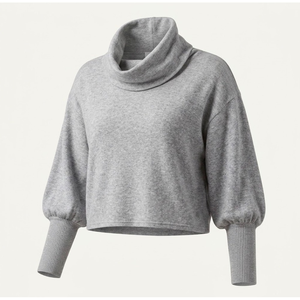 FP Movement Free People Grey Cowl Neck Cropped Sweatshirt Sz M oversized lounge